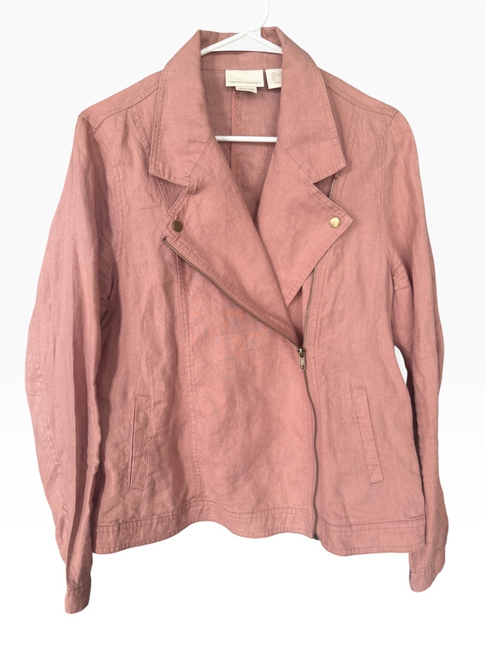 Cynthia Rowley Rose Pink Asymmetrical Moto Style Zip Jacket - Picture 4 of 7